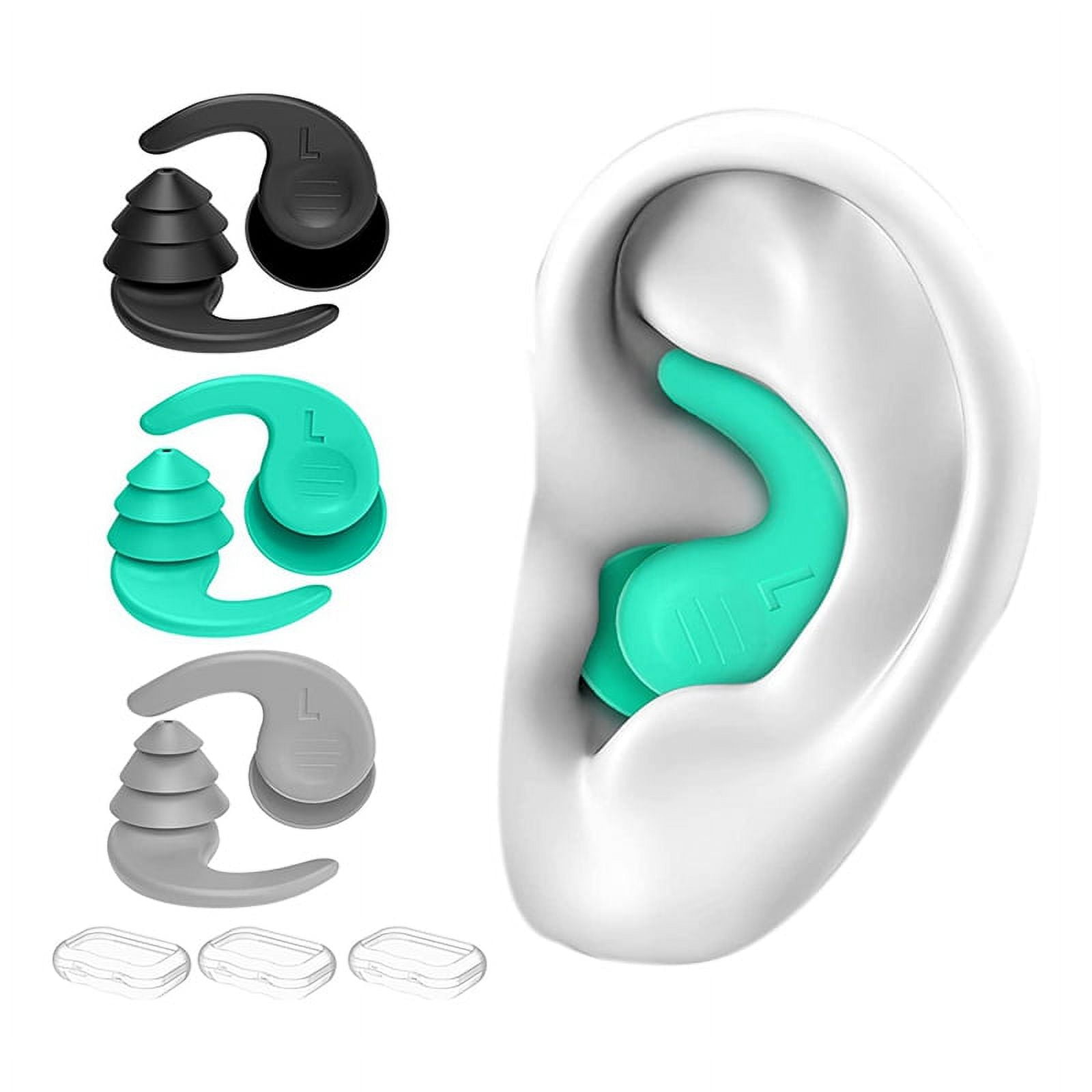 3 Pairs Great Waterproof Ultra Comfy Earplugs,Swimming Ear Plugs,Reusable Silicone Ear Plugs for
