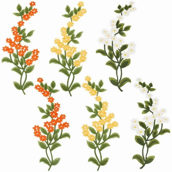 3 Pairs Green Leaves Floral Iron on Patches Leaves Vine Lace Applique Forest Leaf Flower Patches Embroidered Trim Daisy Sewing Applique Crafts for Costume Clothing DIY Craft Project