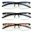 thumbnail image 1 of 3 Pairs Half Rim Rectangular Readers With Spring Hinge - Extended Temple Reading Glasses +2.75, 1 of 3