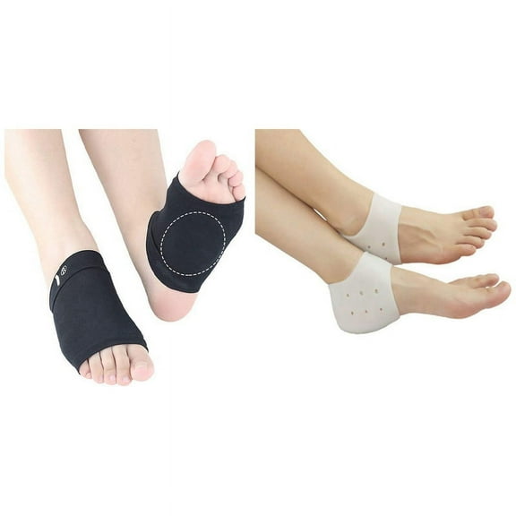 3 Pairs Heel Cups Plantar Fasciitis Inserts, Gel Heel Pads Cushion with Compression Arch Support with Pad