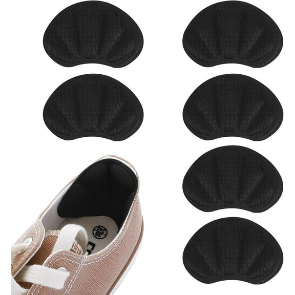 3 Pairs Heel Grips with Strong Sticky Backing, Shoes Pads Sticker Heel Cushion Pads Shoe Liner Inserts for Loose Shoes Anti Blister Comfort Insole Heel Protectors (Black)