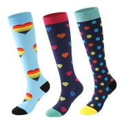 3 Pairs Hehanda Compression Socks for Women & Men, 15-20 mmHg Nursing Athletic Travel Flight Socks Shin Splints Knee High