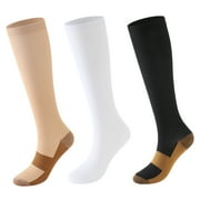 3 Pairs Hehanda Copper Compression Socks for Mens & Womens,15-20 mmHg Graduated Support, Best for Running, Athletic-S and M