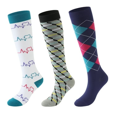 3 Pairs Hehanda Knee High Compression Socks for Women & Men, 15-20 mmHg, Nursing, Athletic, Travel, Flight, and Running
