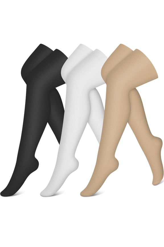 3 Pairs High Compression socks - 15-20mmHg Graduated Knee-High Support Sports, Breathable & Comfortable for Sports, Travel, Circulation for Men & Women (S/M L/XL)