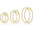 thumbnail image 1 of 3 Pairs Hoop Earrings for Women, 14k Gold Plated Hoop Earrings Set, Hypoallergenic Statement Jewelry for Gift, Christmas Valentine's Day (40mm 50mm 60mm), 1 of 9