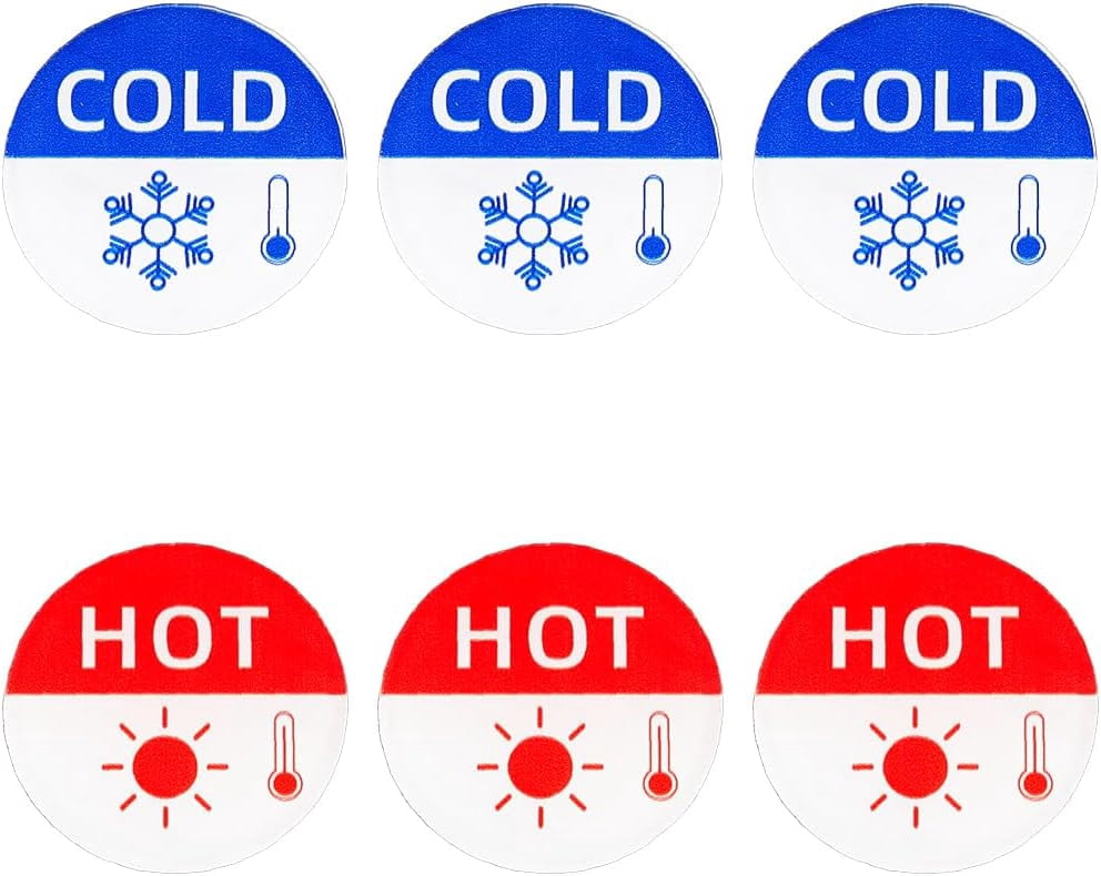 3 Pairs Hot and Cold Water Signs Round Hot and Cold Water Stickers ...