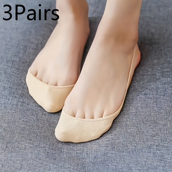 3 Pairs Invisible Boat Socks Women Summer Thin Breathable Soft Socks for High Heels Shoes Ultra-Thin