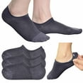 thumbnail image 1 of 3 Pairs Invisible No Show Socks Non Slip Loafer Low Cut Cotton Unisex Grey 9-11, 1 of 4