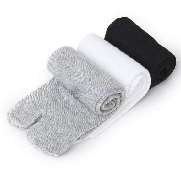 3 Pairs Japan Tabi Socks, Split 2 Toe Sandals Ninja Slipper Japanese Kimono Cotton White,Grey and Black