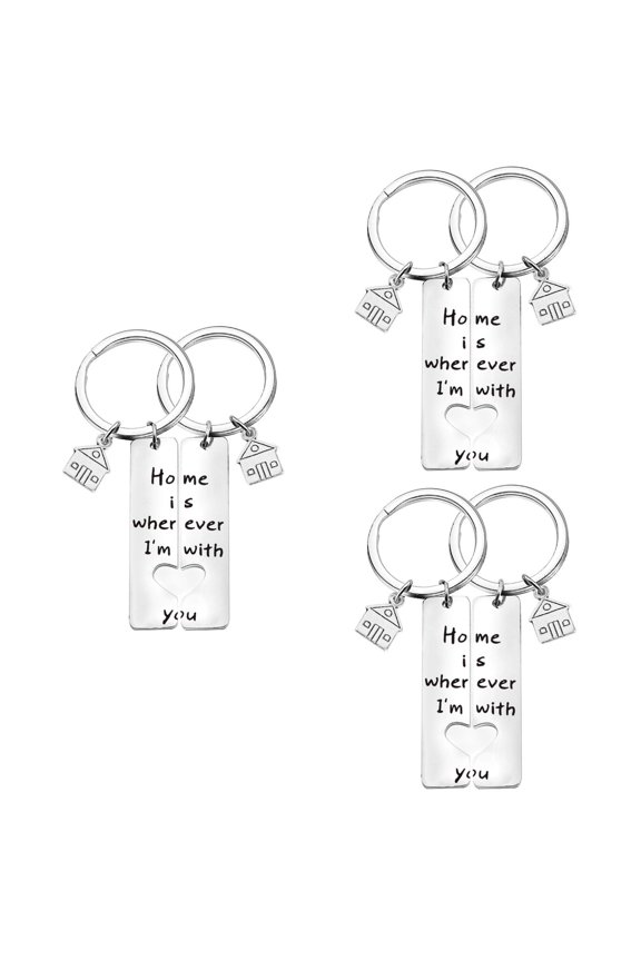 Hytrove Metal Keyrings Silver Titanium Steel for 3Pairs 3.1x1.6in