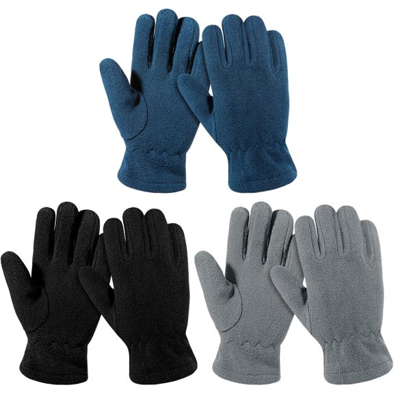 3 Pairs Kids Fleece Winter Gloves Toddler Warm Gloves Children Full Fingers Gloves for Boys Girls Cold Weather