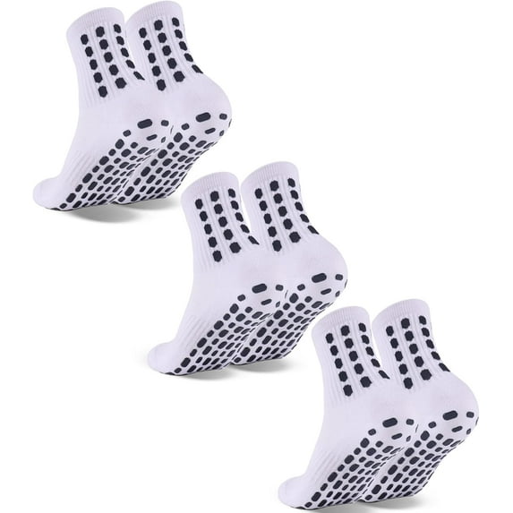 3 Pairs Kids Grip Soccer Socks Cushioned Non Slip Football Athletic Sports Socks for Boys Girls
