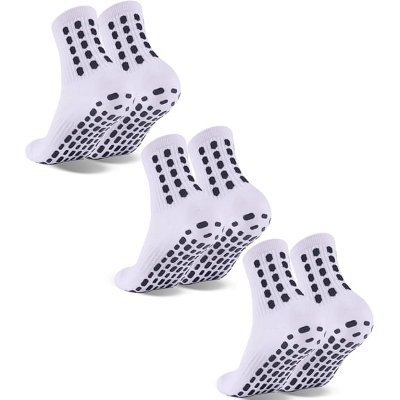 3 Pairs Kids Grip Soccer Socks Cushioned Non Slip Football Athletic Sports Socks for Boys Girls