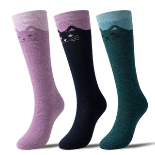 3 Pairs Kids Merino Wool Knee High Socks Boys Girls Thermal Warm Thick Cushioning Socks for Winter Snow Ski