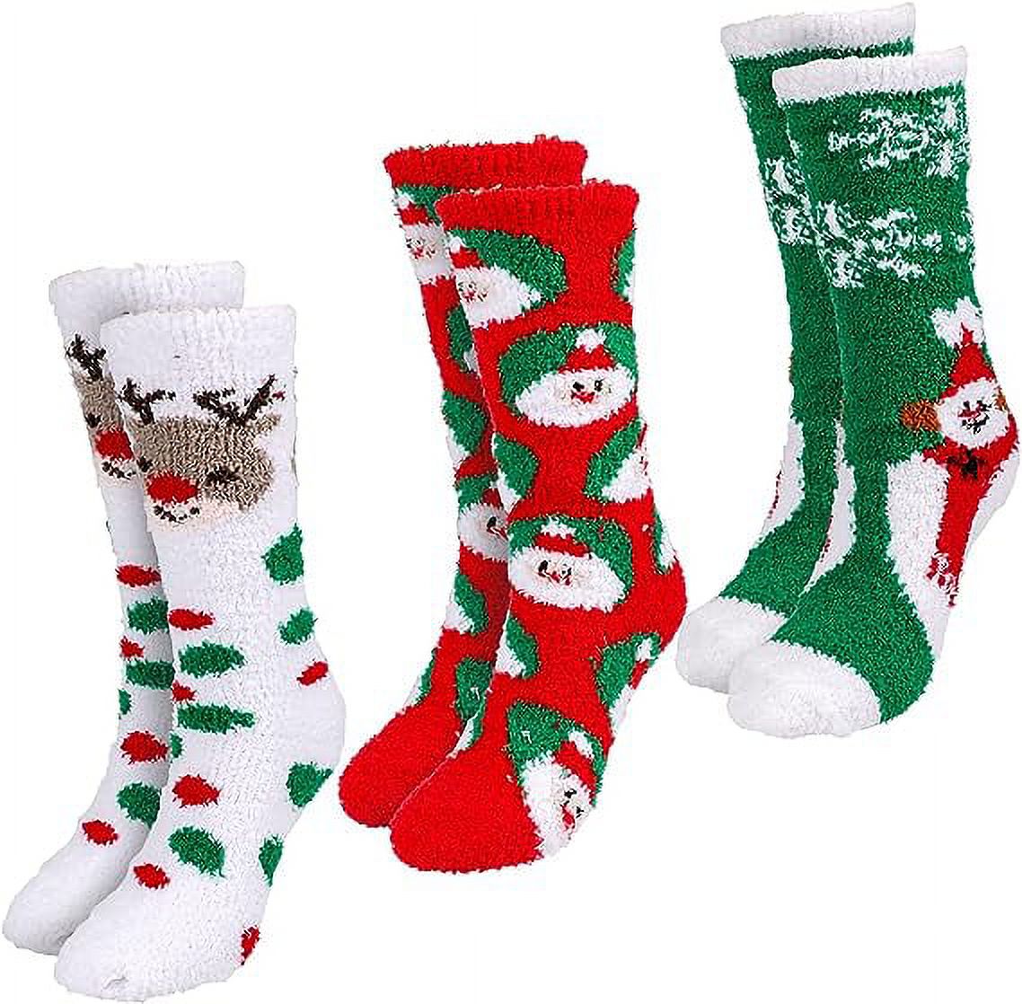 3 Pairs Knee High Christmas Socks Funny Holiday Socks Soft Xmas Socks for Running Travel Gift