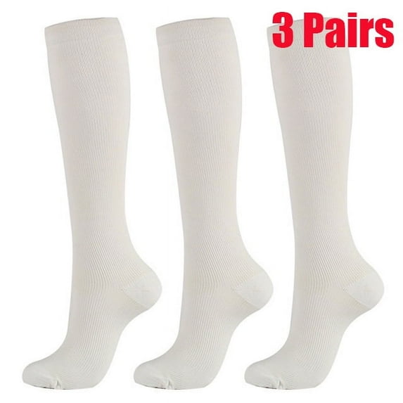 3 Pairs Knee High Graduated Compression Socks 10-20mmHg for Men & Women Best For Running,Athletic,Medical and Travel "S-2XL"