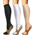 thumbnail image 1 of 3 Pairs Knee High Stretch Support Socks for Men/Women, Breathable Leg Socks for Running Cycling Travel, 1 of 7
