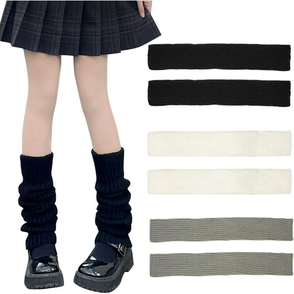 3 Pairs Knitted Leg Warmers for Women Girls, Winter Boot Cuffs Warm Knee Warmers, Lady Fashion Long Boot Cuff Knee Socks, 90s Kawaii Crochet Legwarmers for Ballet Dance Skating Yoga