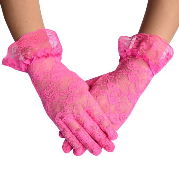 3 Pairs Ladies Lace Gloves for Women Tea Party Elegant Short Courtesy Gloves for Wedding Dinner Opera Parties