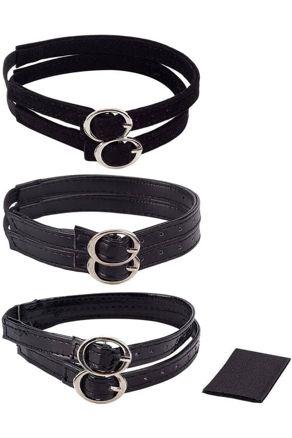 3 Pairs Leather Shoe Straps Detachable Black Heels Straps Fixed Extender Ankle Straps Anti Slip Adjustable Shoes Belt Band With Hook for Leather Shoes Holding Loose High Heel Shoes Black DIY