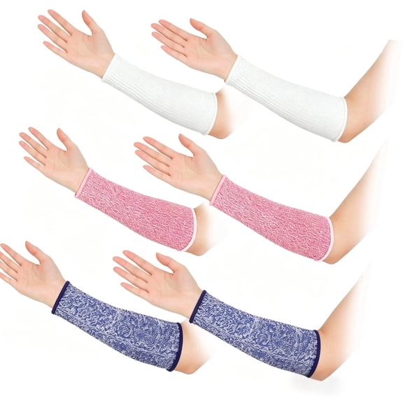 3 Pairs Level 5 Cut Resistant Arm Protectors, 7.9 Inch Bruising & Burn Forearm Sleeves for Thin Skin