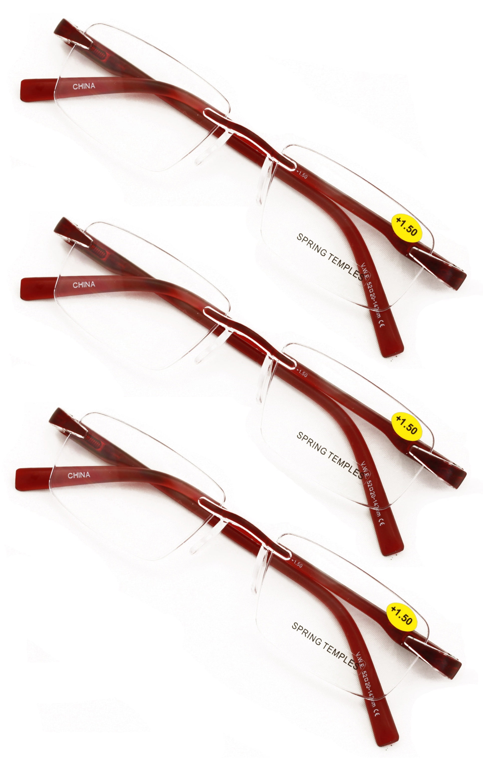 3 Pairs Lightweight Men Women Rimless Comfortable Reading Glasses with ...