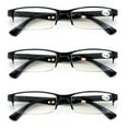 2 Pairs Clear Rectangular Reading Glasses - Lightweight Spring Hinge Readers For Men & Women