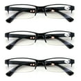 thumbnail image 1 of 3 Pairs Lightweight Rectangular Unisex Readers with Spring Hinge - Clear Blue Black Reading Glasses - Spring Hinge 2.75, 1 of 3