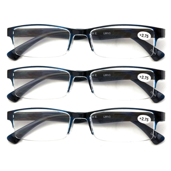 Oarton Rectangular Reader 3 Pairs Lightweight Rectangular Unisex Readers with Spring Hinge ...