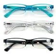thumbnail image 1 of 3 Pairs Lightweight Rectangular Unisex Readers with Spring Hinge - Clear Blue Black Reading Glasses - Spring Hinge 3.50, 1 of 3