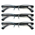 thumbnail image 1 of 3 Pairs Lightweight Rectangular Unisex Readers with Spring Hinge - Clear Blue Black Reading Glasses - Spring Hinge +4.00, 1 of 3