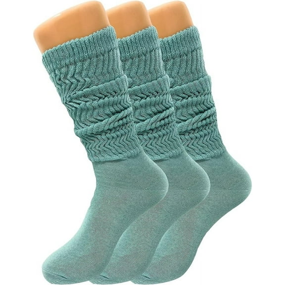 3 Pairs Lightweight Slouch Socks for Women with Thin Sole Shoe Size 5-10 (Aqua Green)