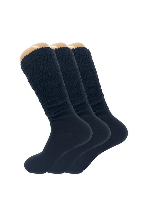 3 Pairs Lightweight Slouch Socks for Women with Thin Sole Shoe Size 5-10 (Black)