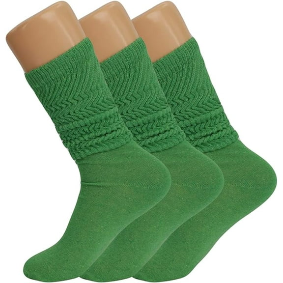 3 Pairs Lightweight Slouch Socks for Women with Thin Sole Shoe Size 5-10 (Forest Green)