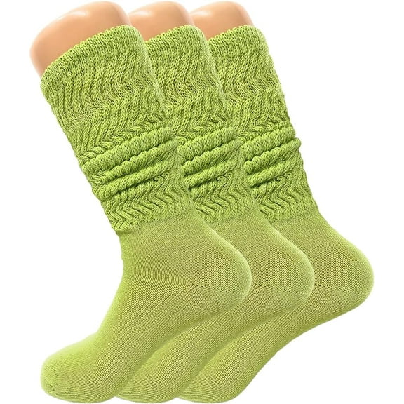 3 Pairs Lightweight Slouch Socks for Women with Thin Sole Shoe Size 5-10 (Lemon Green)