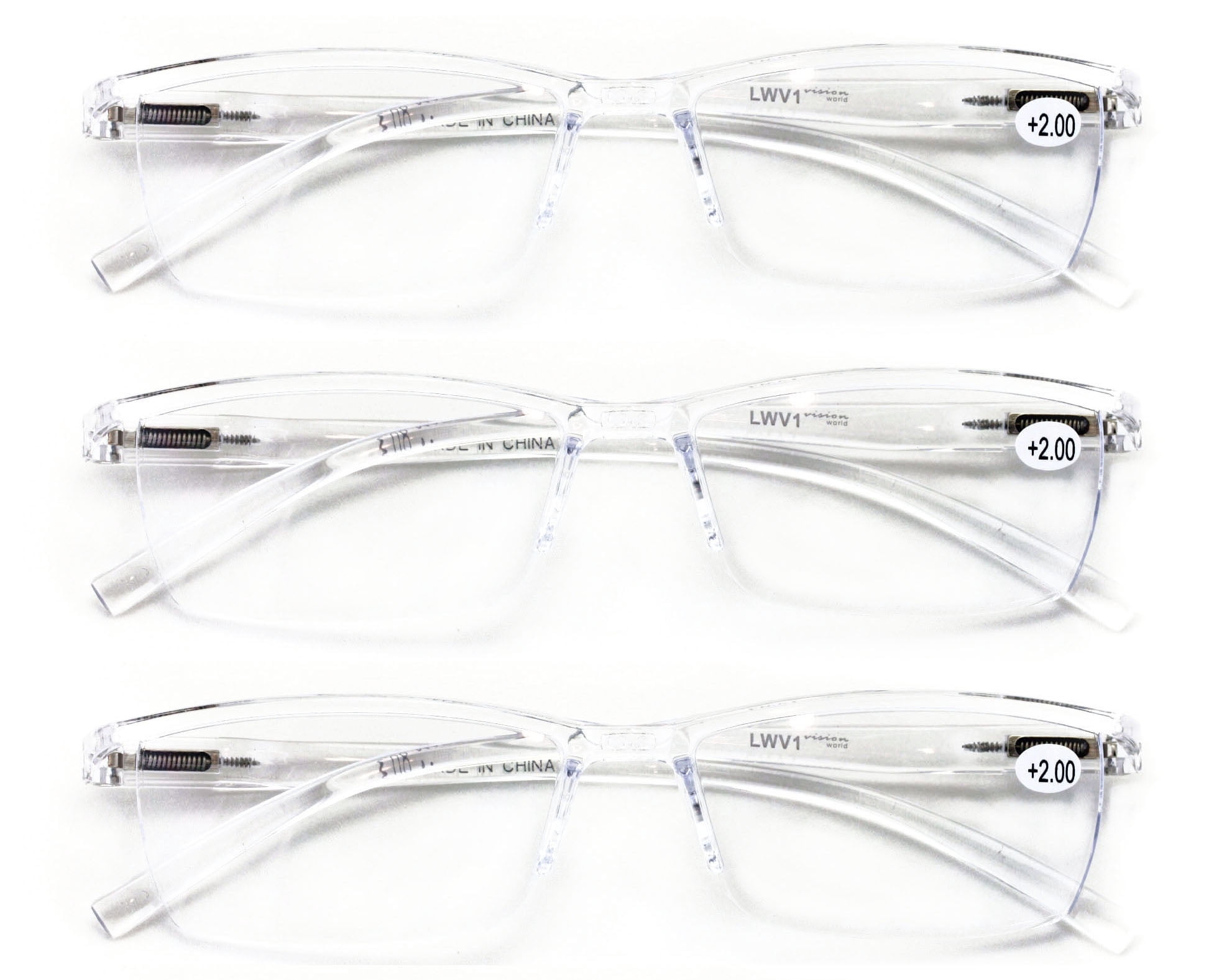 Oarton Rectangular Reader 3 Pairs Lightweight Transparent Clear Lens Rectangular Readers with ...