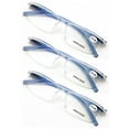 thumbnail image 1 of 3 Pairs Lightweight Transparent Clear Lens Rectangular Readers with Spring Hinge - Men Women Reading Glasses +2.50, 1 of 3