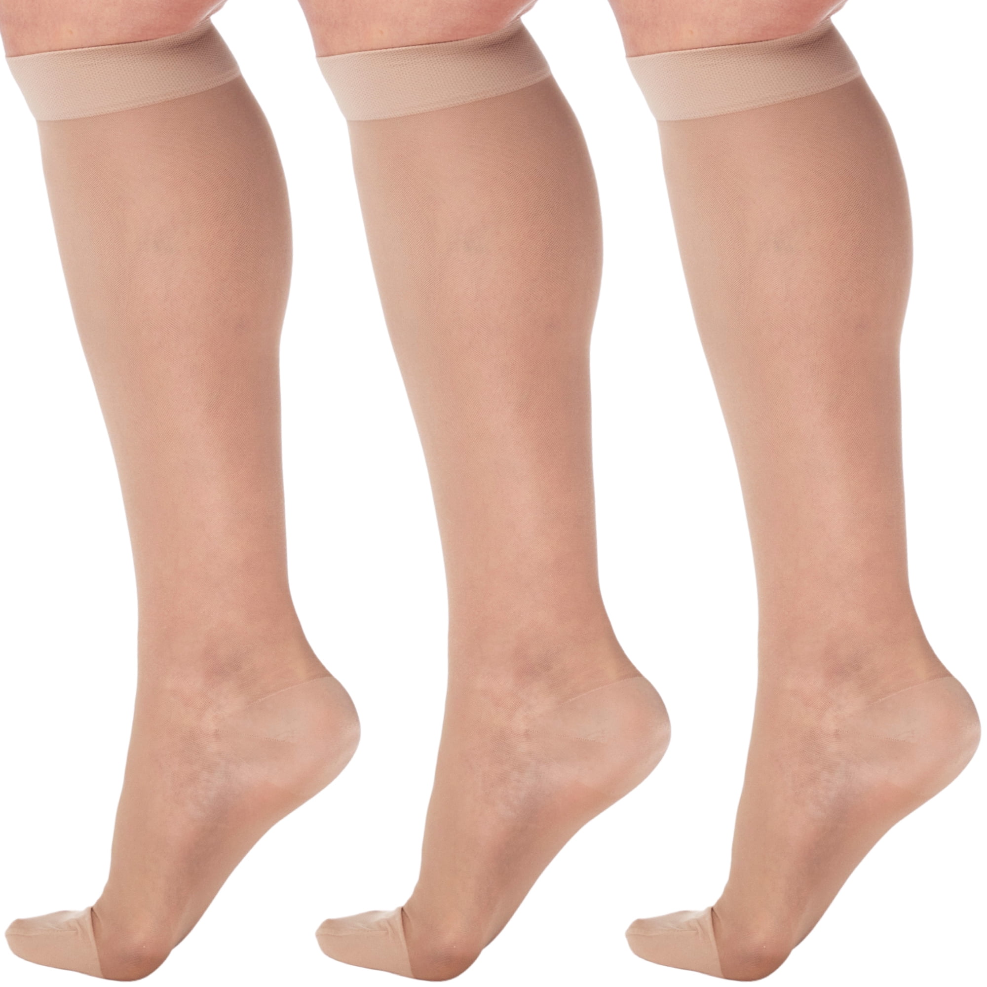 (3 Pairs) Made in USA Compression Socks for Women 1520mmHg Beige