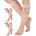 thumbnail image 1 of 3 Pairs Made in USA Sheer Open Toe Women Compression Socks 15-20mmHg Nude Large, 1 of 11