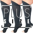 thumbnail image 1 of (3 Pairs)Made in USA - Plus Size Compression Socks 15-20mmHg - Black, 3XL, 1 of 11