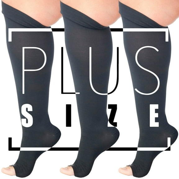 (3 Pairs)Made in USA - Plus Size Compression Socks 15-20mmHg - Black, 3XL