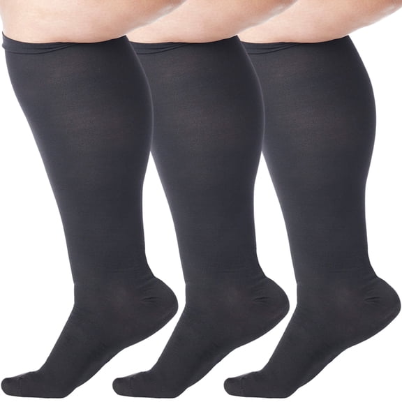(3 Pairs) Made in USA - Unisex Compression Socks 15-20mmHg - Black, Medium