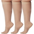 thumbnail image 1 of (3 Pairs) Wide Calf Graduated Compression Stockings 20-30mmHg - Beige, 2XL, 1 of 11