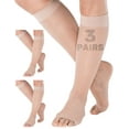 thumbnail image 1 of 3 Pairs Made in USA Toeless Women Compression Knee High 15-20mmHg Nude 3X-Large, 1 of 11