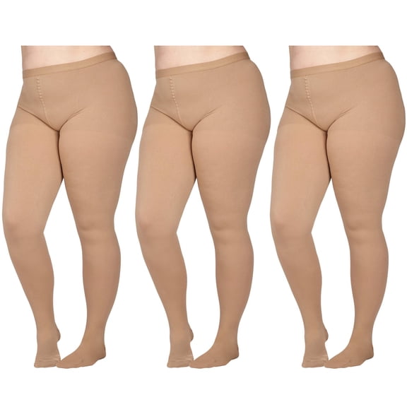 3-Pack Women Compression Pantyhose by Absolute Support 20-30mmHg Beige 5XL