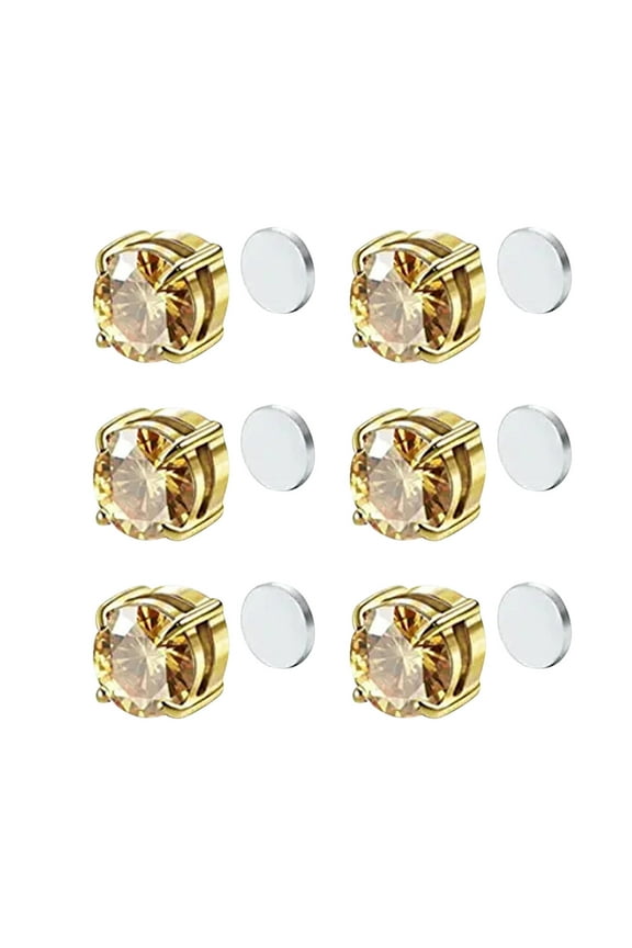 3 Pairs Magnetic Clip On Earrings Non Piercing Acupressure Earrings for Women Men