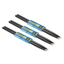 Uxcell 3 Pairs Maple Wood Drumstick Anti Slip Drum Stick 5A Black for Drumming Musical Instrument Percussion