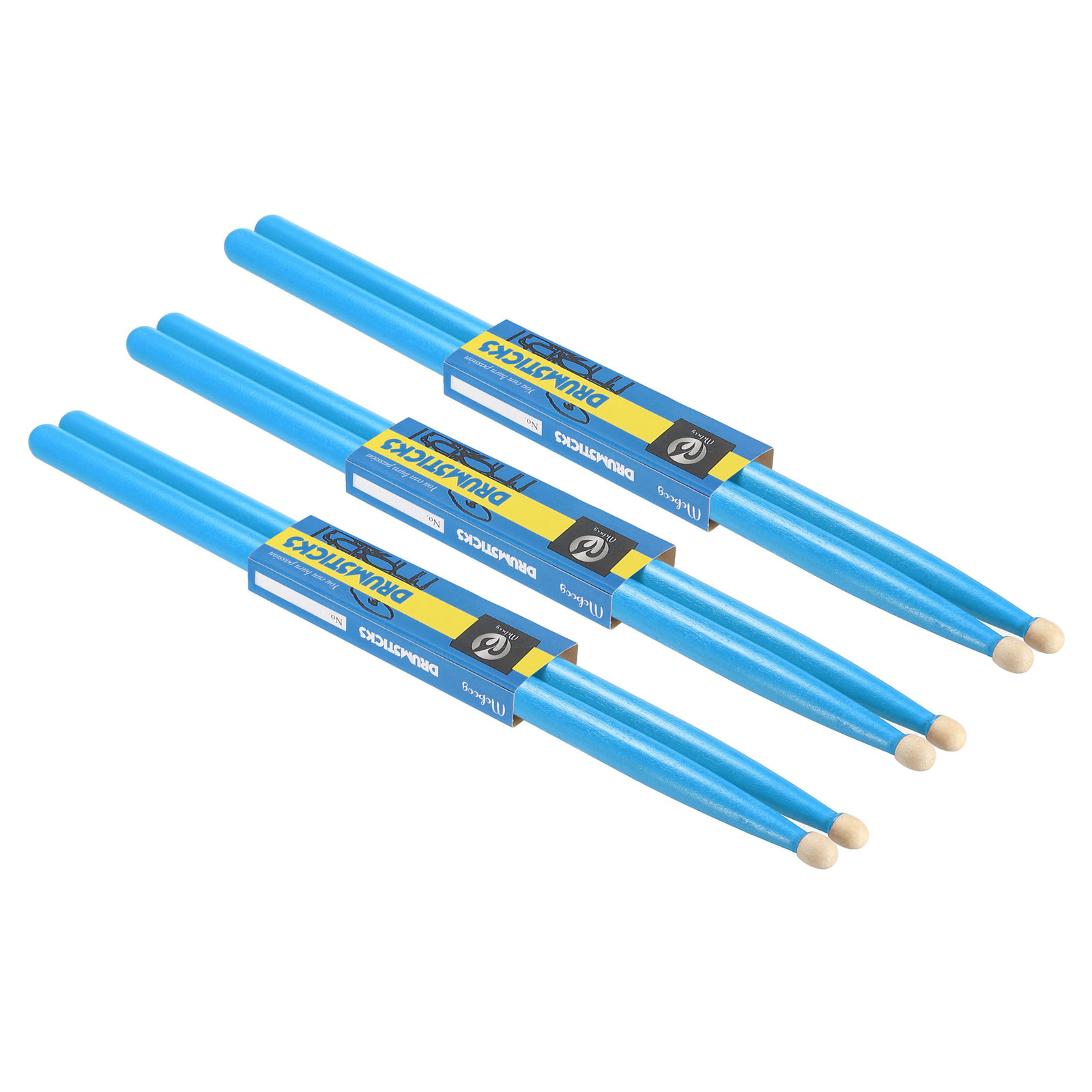 Uxcell 3 Pairs Maple Wood Drumstick Anti Slip Drum Stick 5A Blue for ...