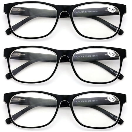 3 Pairs Matte Translucent Classic Lightweight Reader - Spring Hinge - Unisex Reading Glasses